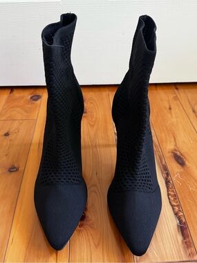 Charles By Charles David Black Knit Pointed Sock Booties